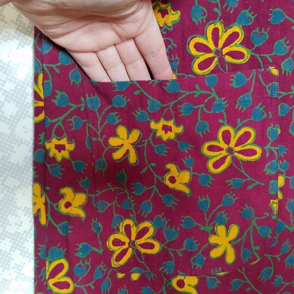 Vtg J. Peterman Company Hand Painted Floral Shift Dress - Picture 5 of 16